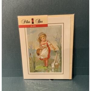 Victorian Repro blank Greeting Cards/envelopes Girl Swan Set of 12